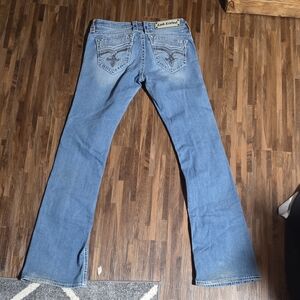 Blue Bootcut Jeans with Embellished Pockets